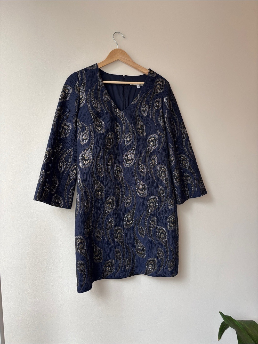 Trina Turk Navy Tunic with Gold Paisley Jacquard